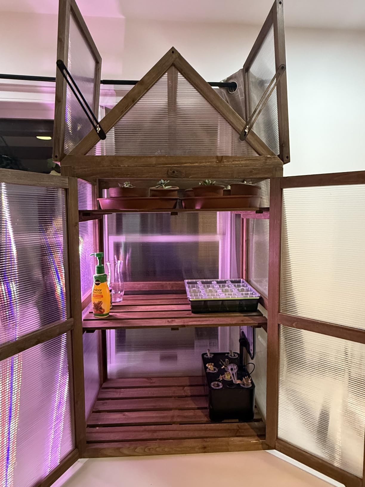Happygrill Cold Frame, Mini Wooden Green House w/Transparent Openable Roof customer photo 2