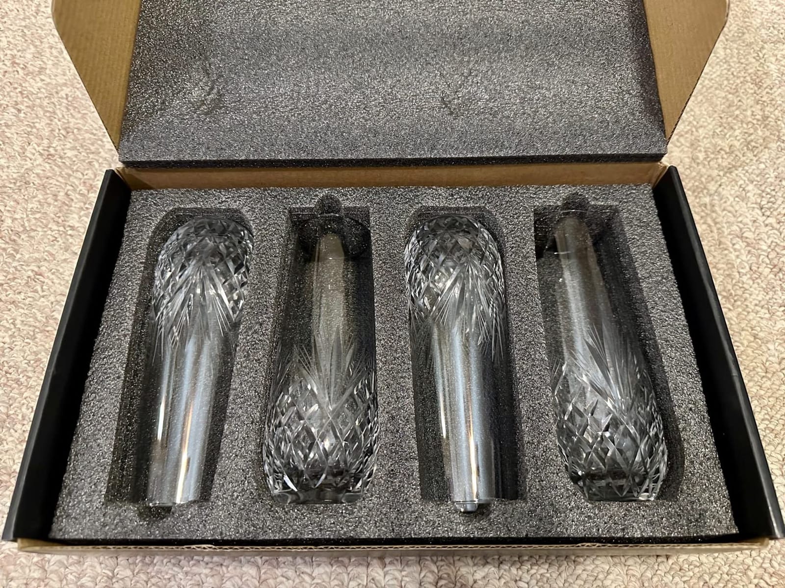 SHOSHIN Hand-Cut Crystal Stemless Champagne Flutes Set of 4, Handmade Mimosa & Sparkling Wine Glasses, 9.5 oz Toasting Glasses with Artisan Agave Pattern, Gift Box Included customer photo 1
