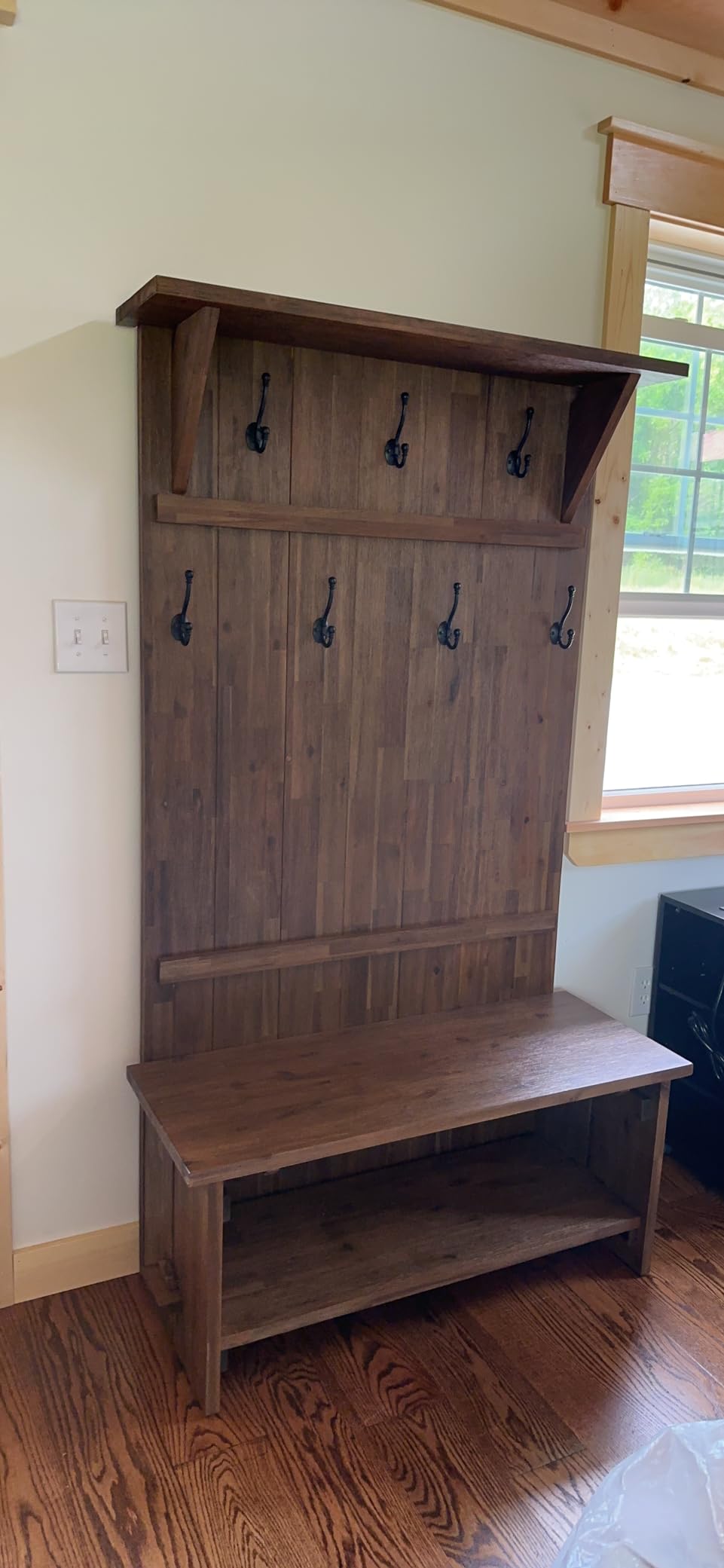 Alaterre Bethel Rustic Solid Wood Entryway Hall Tree with Bench, Natural customer photo 2