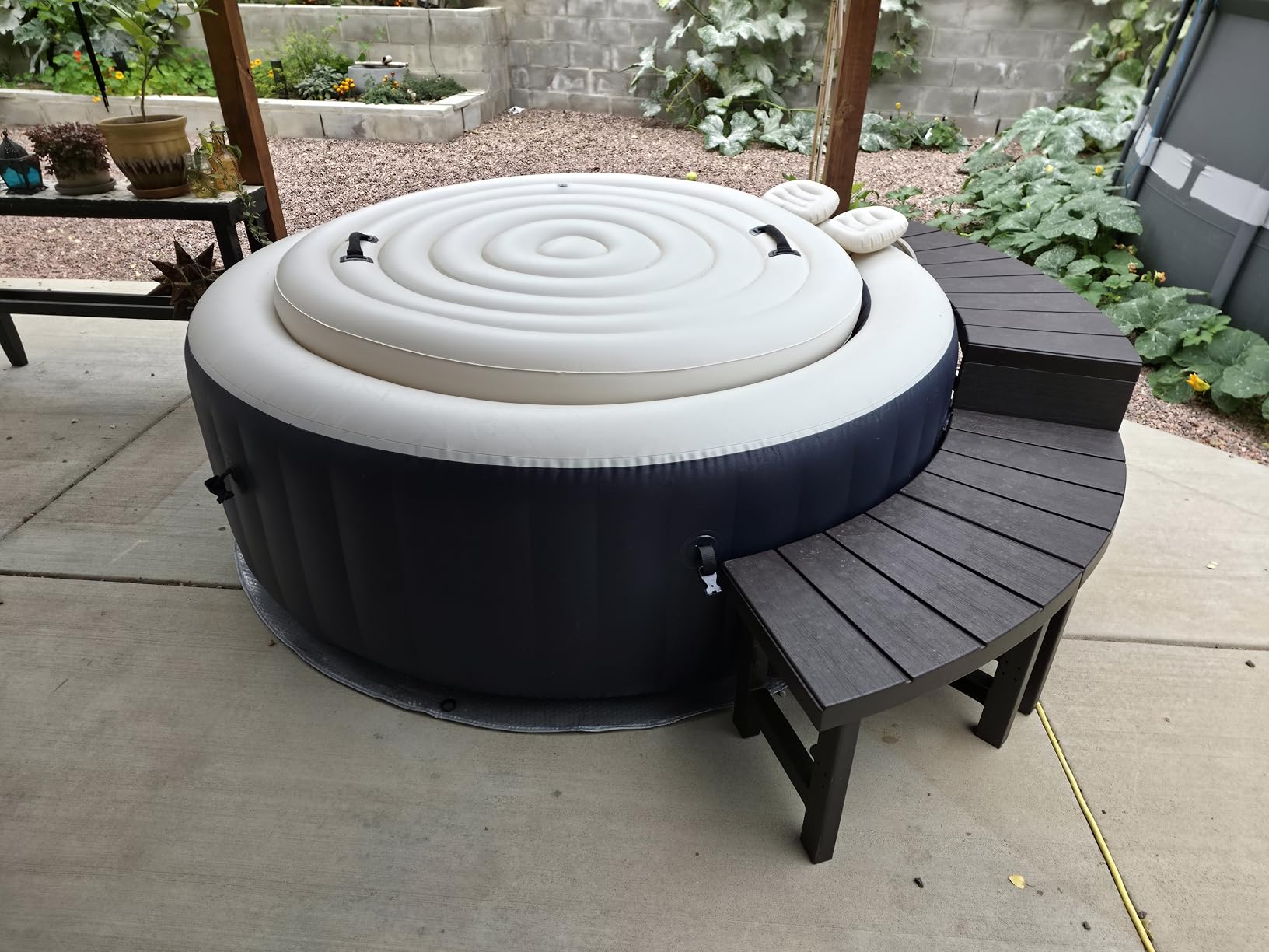 INTEX PureSpa 4 Person Inflatable Hot Tub Bundle w/Energy-Efficient Cover | 28429EP Bubble Massage: Built-in Hard Water Treatment, 77in x 28in, Cobalt Blue - Set of 2 Foldable PureSpa Benches Included customer photo 2
