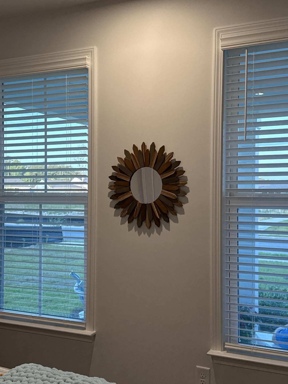 Honiway Boho Wall Decor 12 inch Decorative Mirror with Rustic Wood Sunburst Frame, Perfect for Bedroom, Living Room, Bathroom, Kitchen customer photo 1
