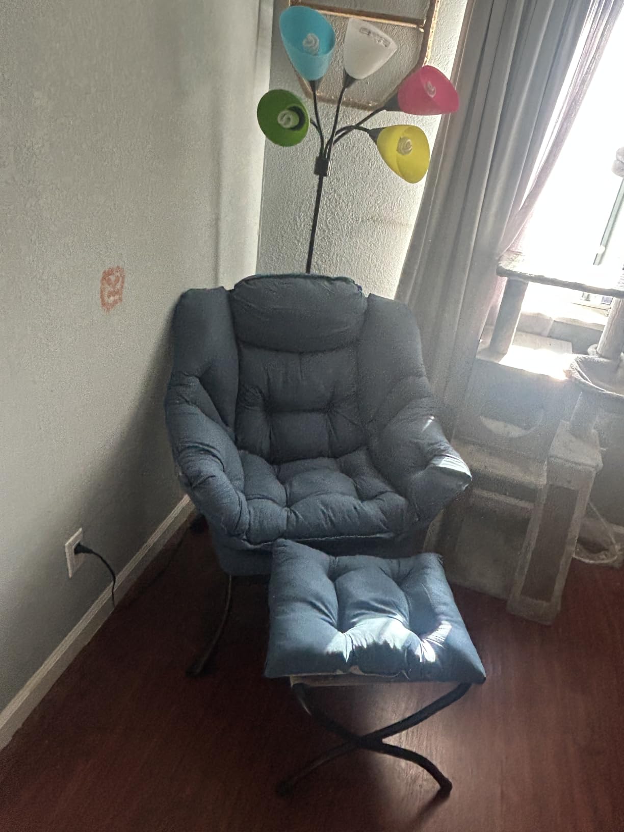 Tiita Lazy Chair with Ottoman, Comfy Reading Accent Chair, Dark Grey | Foldable Footrest, Padded Seat and Backrest, Side Pocket for Lounging in Living Rooms, Bedrooms, Dorms and Small Spaces customer photo 1