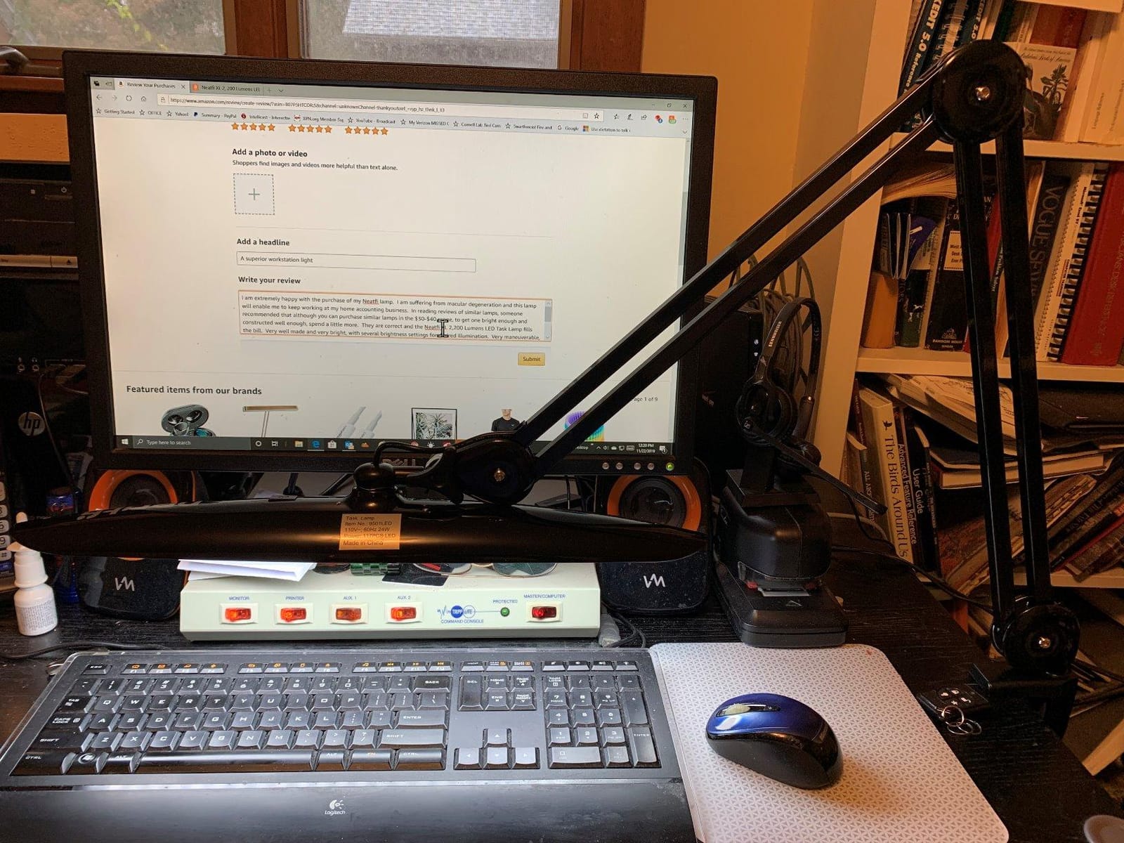 Neatfi XL 2200 Lumens 24W LED Desk Lamp - Shadow-Free Task Lighting | 4-Level Dimming | Home Office & Crafts Use | 20-Inch Wide Head (White, Non-CCT with Clamp) customer photo 2