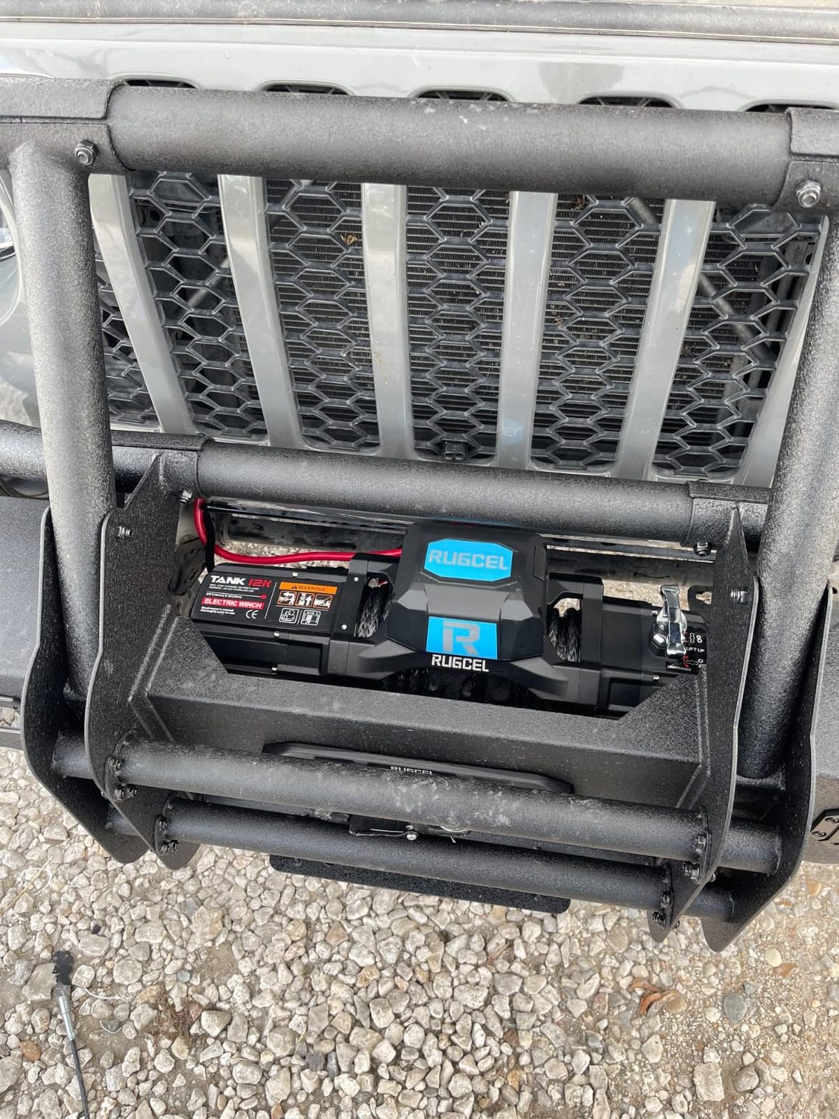 RUGCEL WINCH 12000lb New Waterproof Electric Synthetic Rope Winch 12V with Hawse Fairlead, 2 in 1 Infrared Remote Control, Wired Control, Black Rope, for Truck SUV customer photo 1