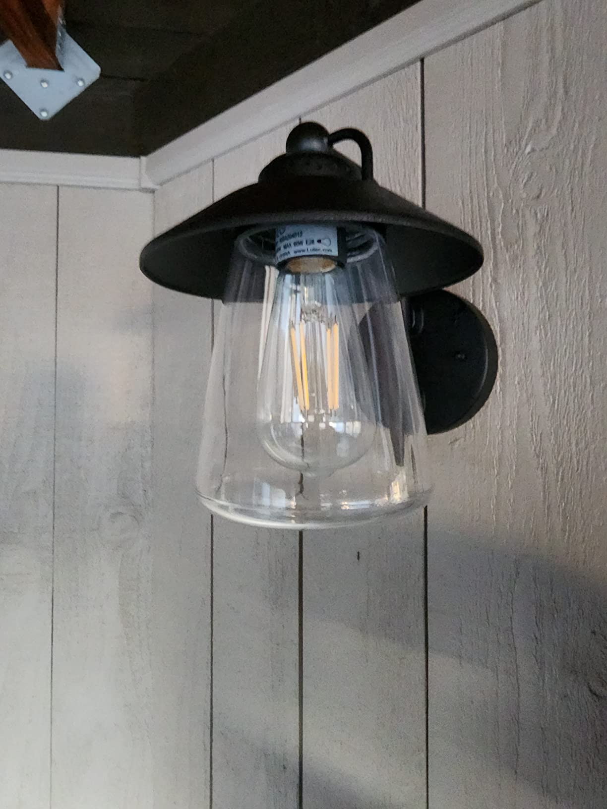 LUTEC Outdoor Indoor Wall Lantern, Farmhouse Barn Wall Sconce Lighting Fixture, Matte Black Finish Anti-Rust Wall Mount Light, Waterproof Wall lamp with Clear Glass for Porch, Exterior, Patio customer photo 1