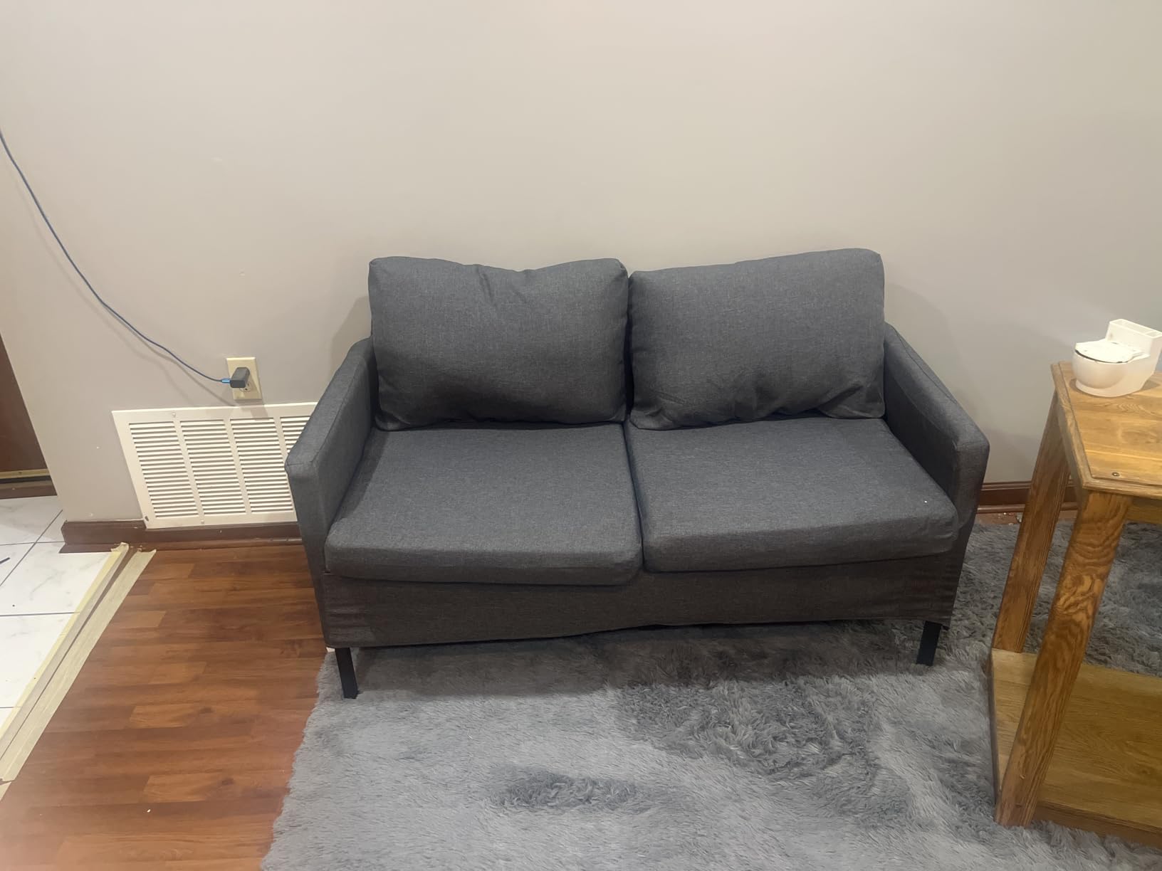 TYBOATLE 51'' Dark Grey Small Couch Loveseat, 2-Seater Linen Sofa | Love Seat, Small Sofa Design, Linen Upholstery, Iron Legs customer photo 1