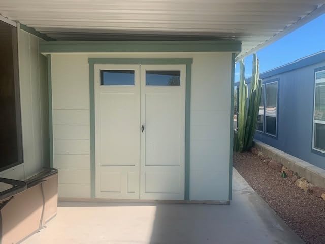 Handy Home Products Highland 8x6 Modern Wooden Storage Shed with Floor Kit and Palram roof- Does not Include Paint customer photo 1