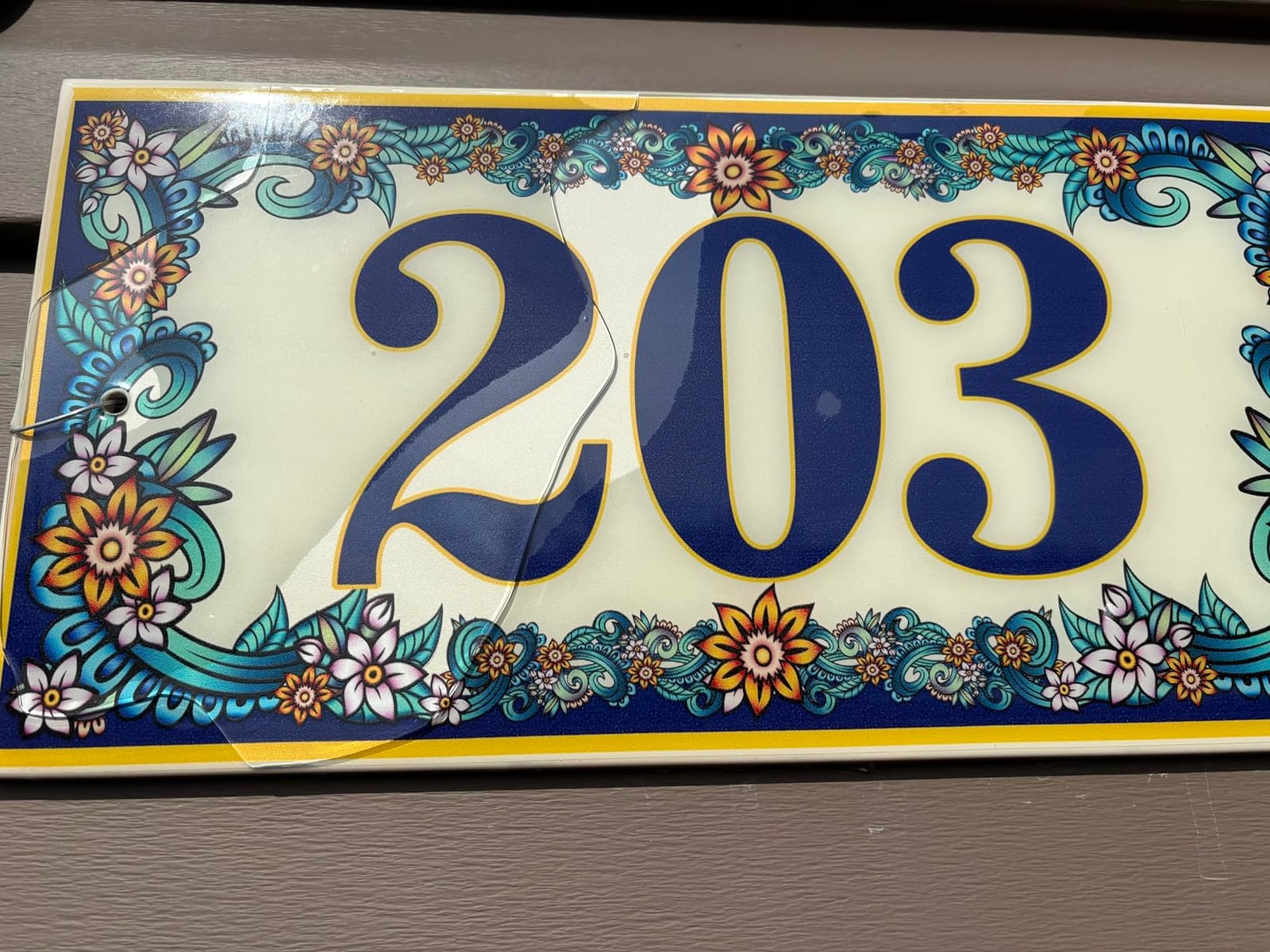Garden Floral House Address Ceramic Tile House Numbers Address Plaque | Rich Vibrant Colors, Glossy Finish, Predrilled Holes, Solid Ceramic, Mounting Hardware Included, Rectangle Shape customer photo 1