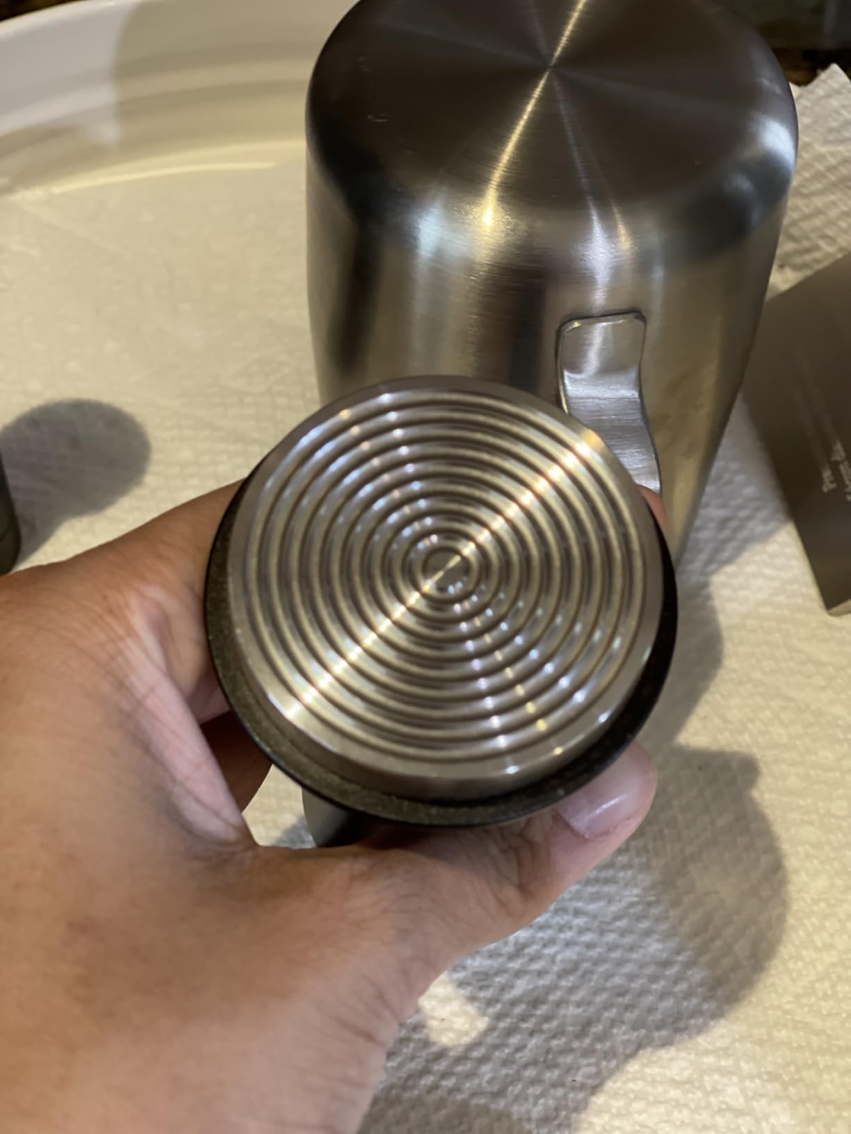 IKAPE 58.35mm Espresso Tamper, Premium Barista Coffee Tamper with Calibrated Spring Loaded, Threaded Stainless Steel Base Compatible with Espresso Machine Rancilio, Gaggia Bottomless Portafilter customer photo 1