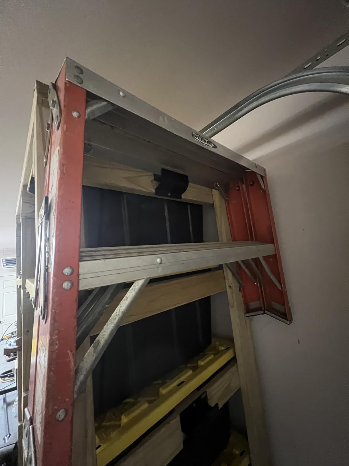 Orange Heavy Duty Ladder Hooks - Garage Wall Mount Storage Hanging Bracket | Holds Wheelbarrows, Step Ladders and Folding Chairs, Versatile Tool Organiser for Garage, Easy to Install customer photo 1