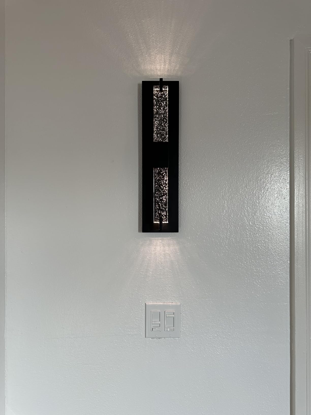 WOSHITU LED Wall Sconce Light: 19 Inch Black Modern Sconces Wall Lighting 3000K Dimmable Crystal Wall Lamps Indoor Bathroom Sconce Wall Mount Light Fixtures for Living Room/Bedroom/Hallway customer photo 2