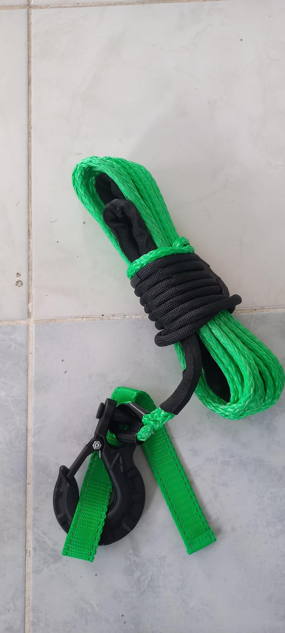 TYT Synthetic Winch Rope Kit - 1/4'' x 50' with 10000 lbs Strength, Protective Sleeve, Heavy Duty Hook, Rubber Stopper, & Safety Pull Strap for Off-Road 4x4 Vehicles (Green) customer photo 1