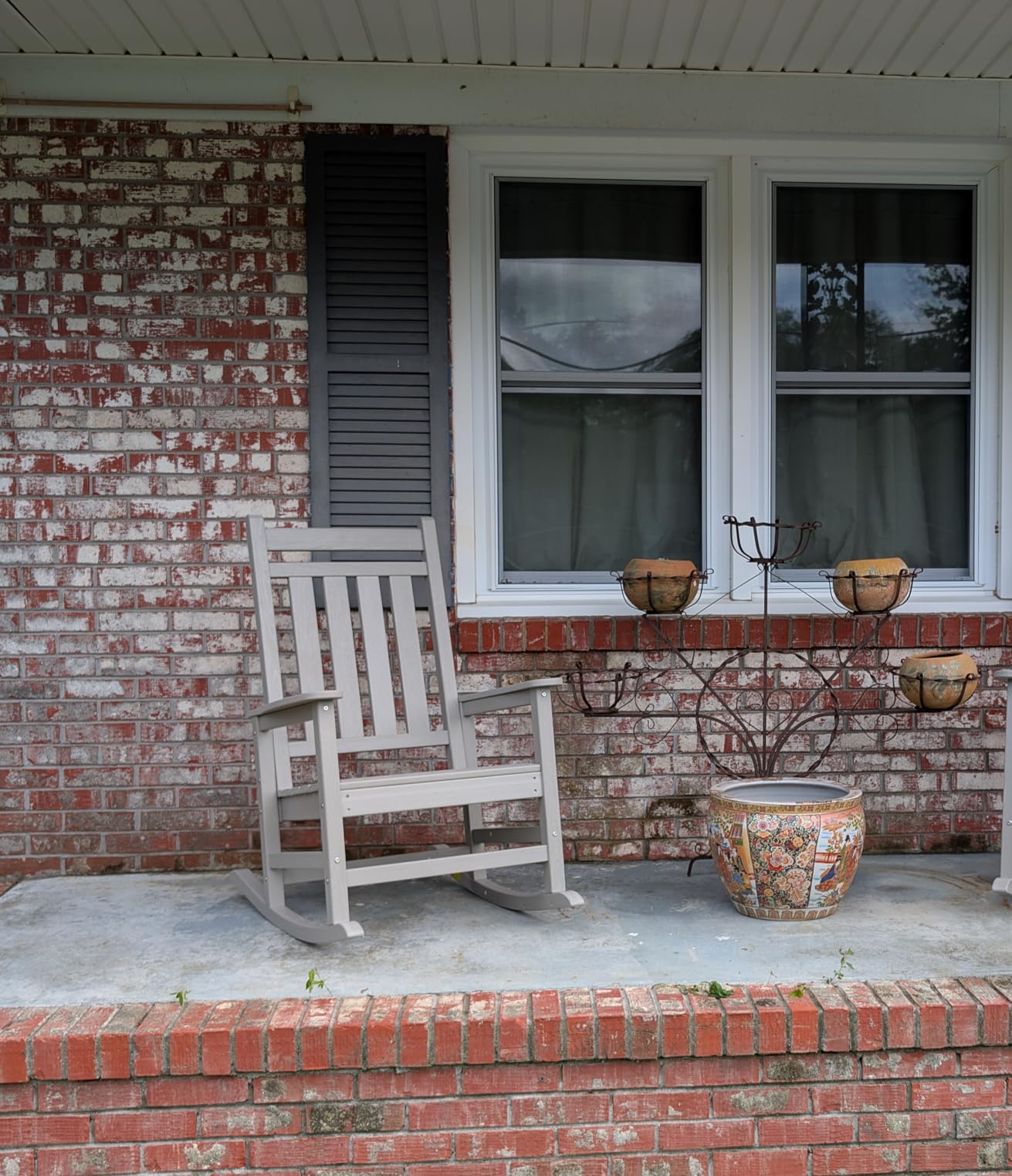 SERWALL Outdoor Rocking Chair Set of 2, HDPE Rocking Chairs for Adult, Grey | 21.1