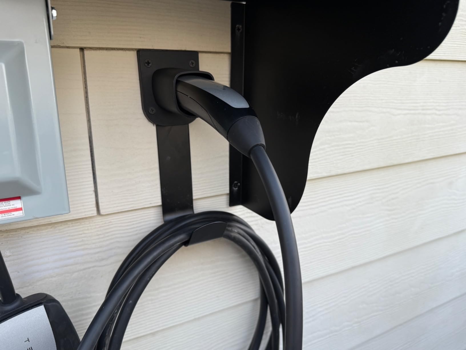 ENERLITES Tesla EV Charger Holster Wall Mount, for All Tesla Models | heavy-duty steel hook, cable storage, indoor/outdoor, easy install, UL Listed customer photo 1
