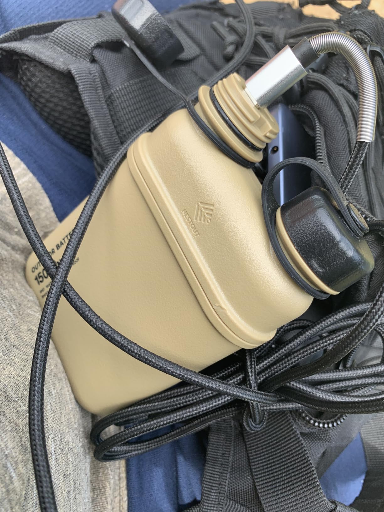 ELECOM NESTOUT Rugged Power Bank, 15000mAh Outdoor Charger, 32W USB C Fast Charging PD, Waterproof IP67, Heavy Duty Shockproof, Tactical Battery Pack for iPhone Tablet Hiking Camping Survival (Beige) customer photo 2