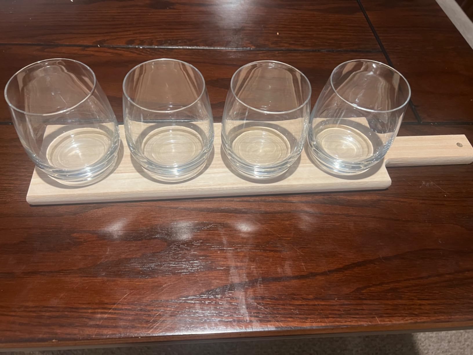 Houdini Wine Flight Tasting Board with 4 Stemless Wine Glasses - 18.5 Inch Natural Wood Serving Board, 12 oz Glasses, Complete Wine Tasting Kit for Home Entertaining customer photo 1