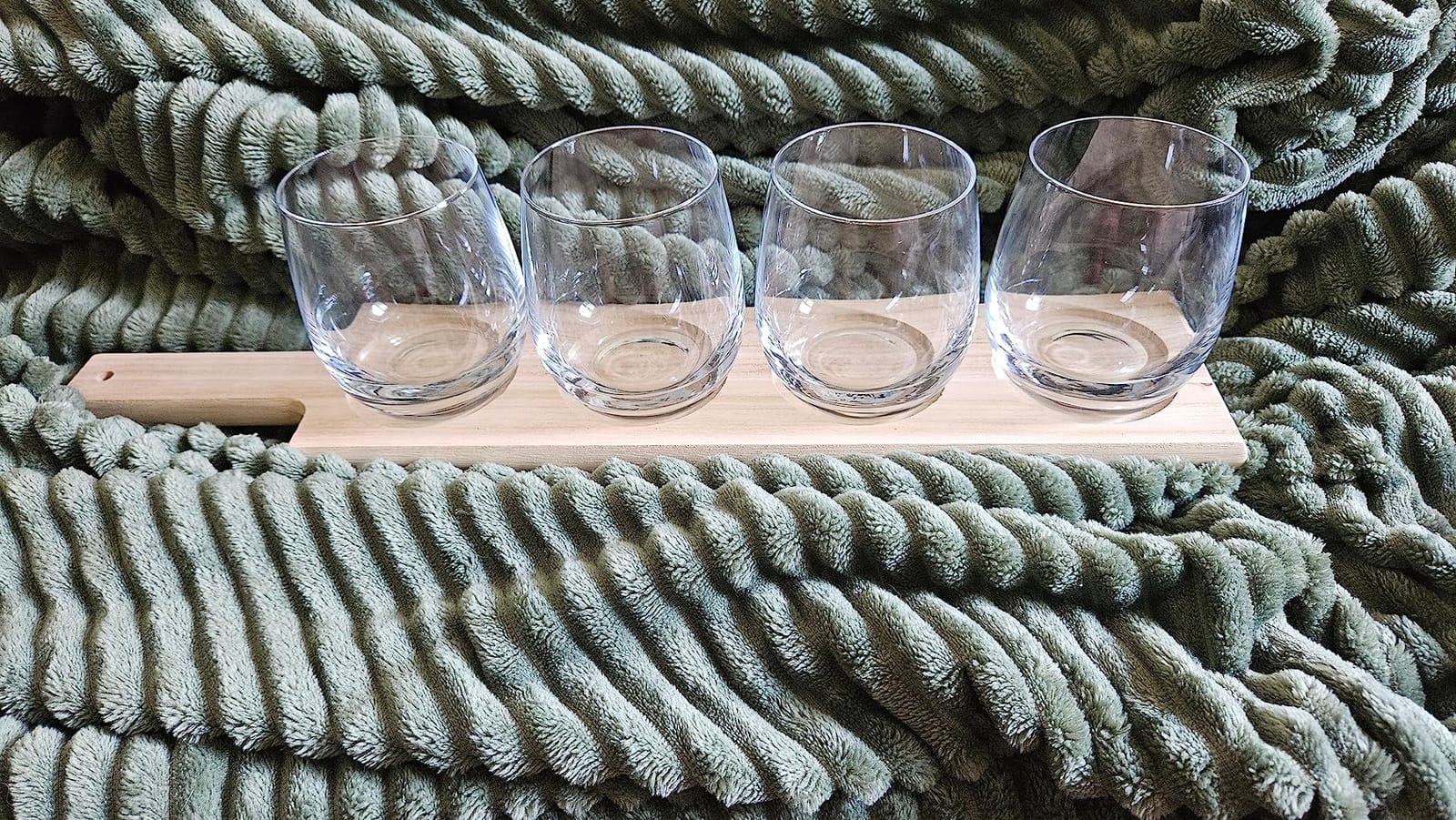 Houdini Wine Flight Tasting Board with 4 Stemless Wine Glasses - 18.5 Inch Natural Wood Serving Board, 12 oz Glasses, Complete Wine Tasting Kit for Home Entertaining customer photo 2