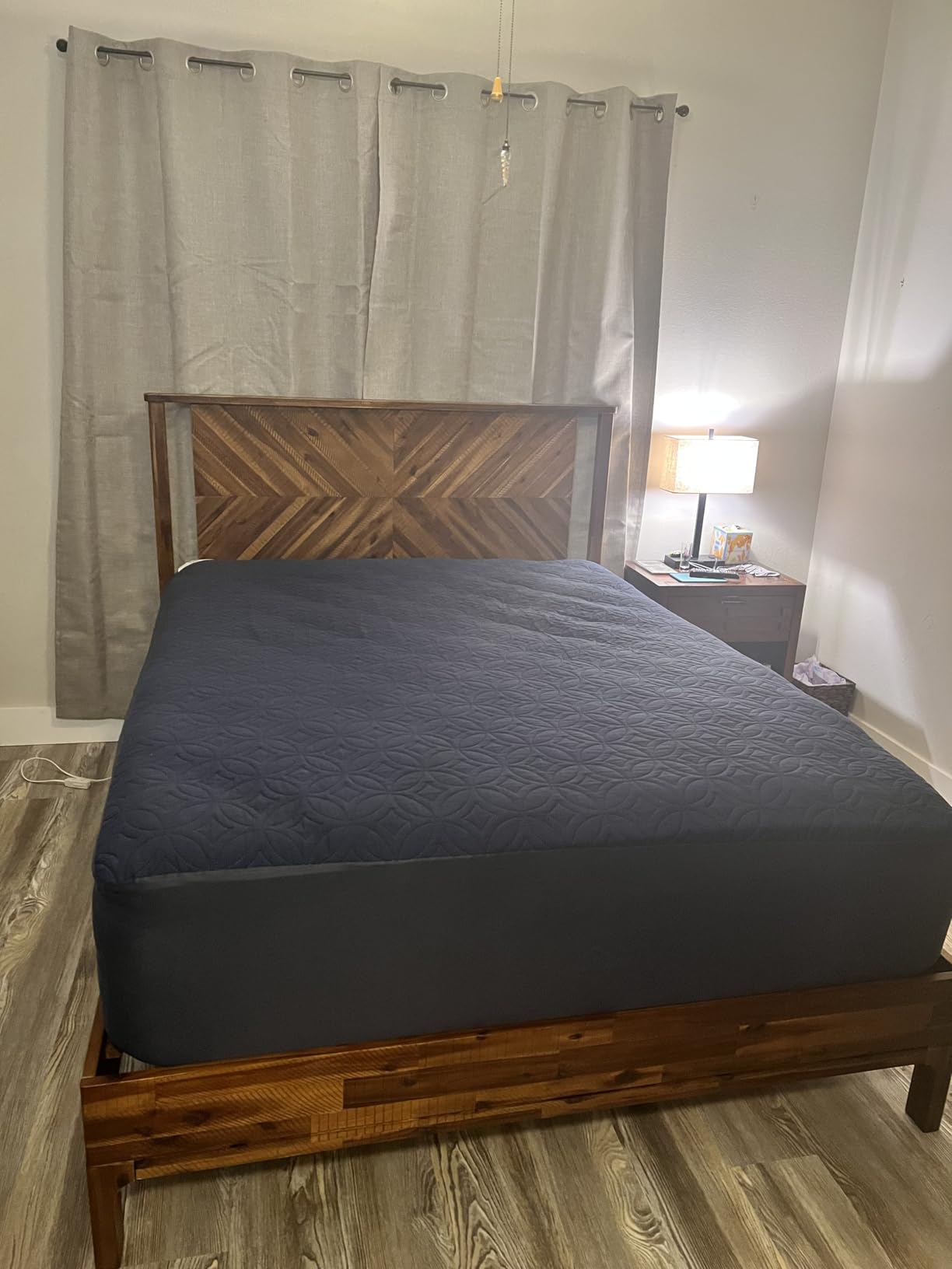 Bme Vivian 14 Inch Deluxe Bed Frame with Headboard, Rustic & Scandinavian Style with Solid Acacia Wood, No Box Spring Needed, 12 Strong Wood Slat Support, Easy Assembly, Queen, Rustic Golden Brown customer photo 1