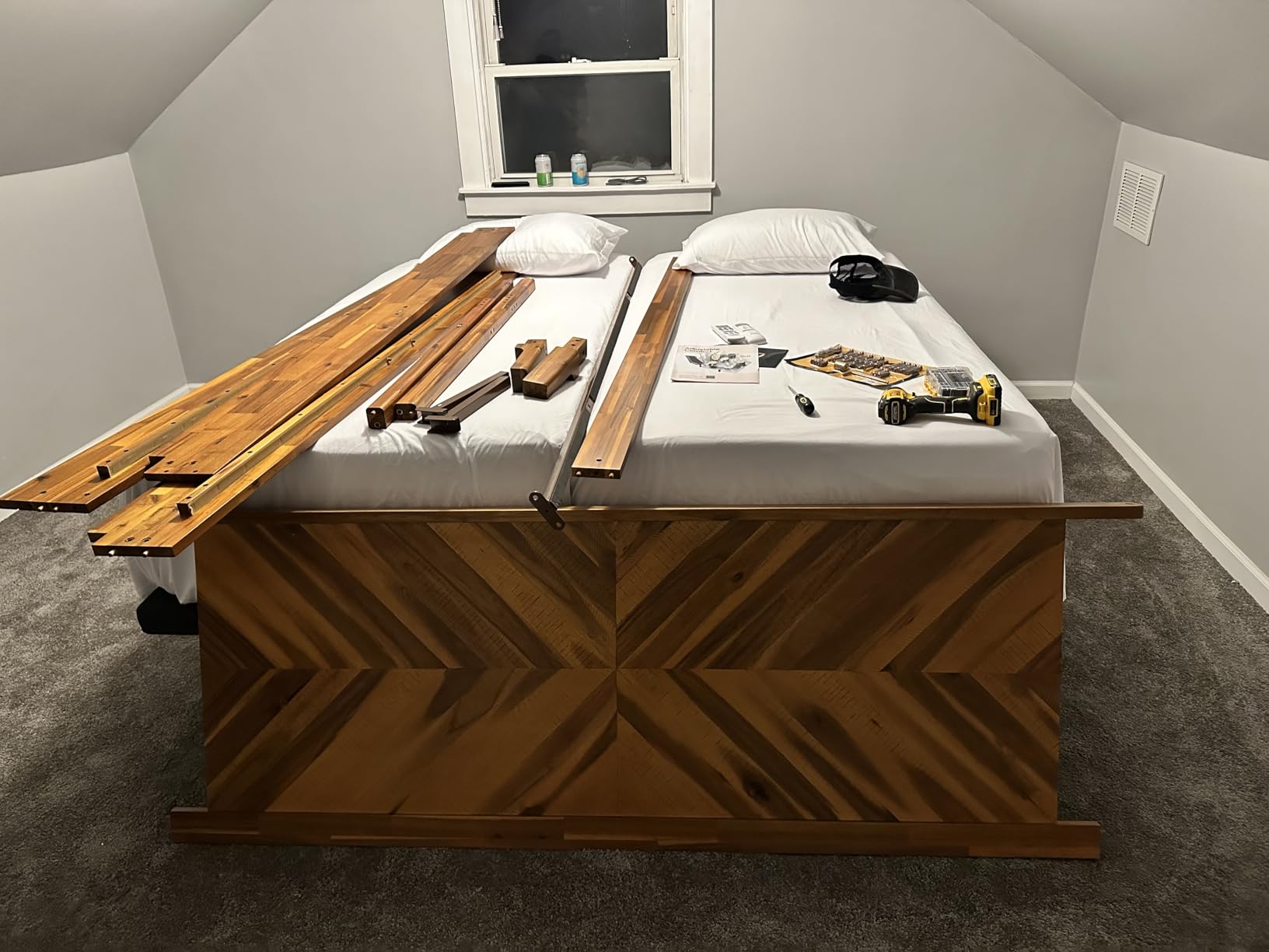 Bme Vivian 14 Inch Deluxe Bed Frame with Headboard, Rustic & Scandinavian Style with Solid Acacia Wood, No Box Spring Needed, 12 Strong Wood Slat Support, Easy Assembly, Queen, Rustic Golden Brown customer photo 2