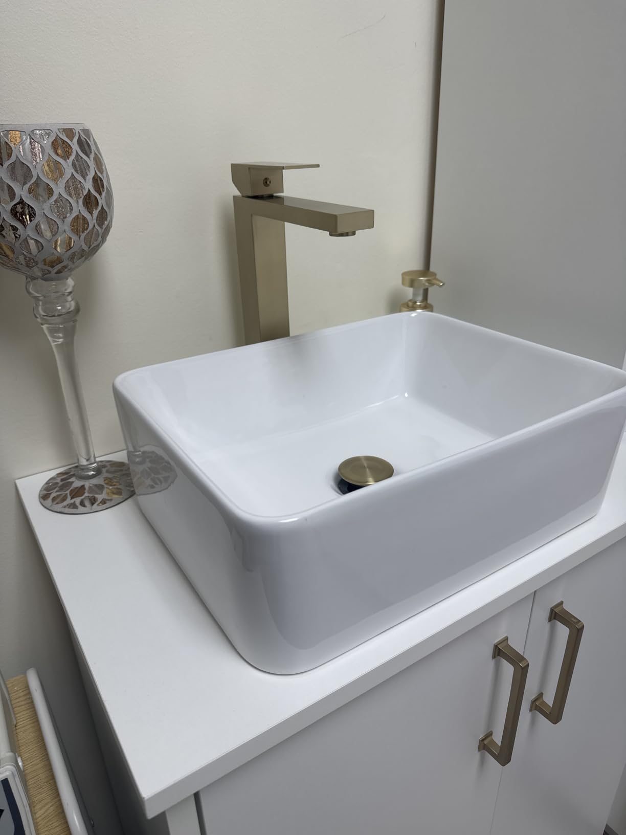 White Vessel Sink,Rectangle 24