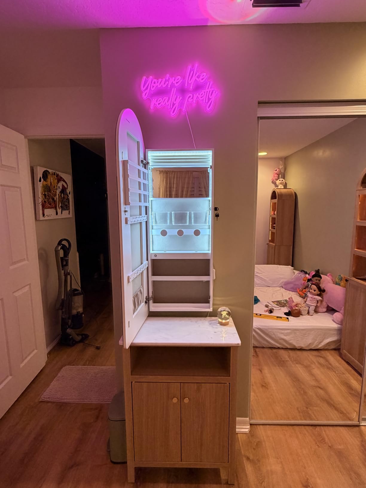 SONGMICS Jewelry Organizer, LED Jewelry Cabinet, Wall/Door Mounted customer photo 2