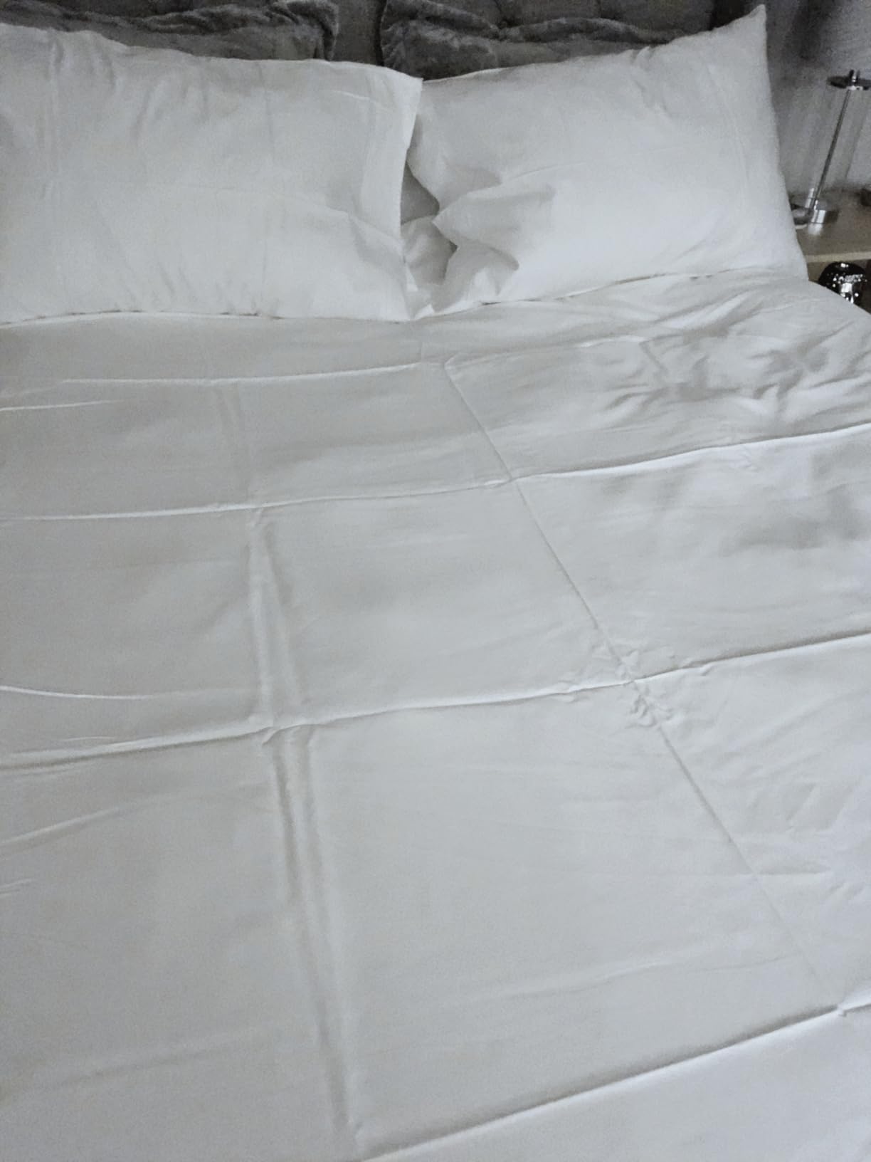 LANE LINEN Queen Sheet Set - 450TC Premium Long-Staple Cotton Sateen, White customer photo 2