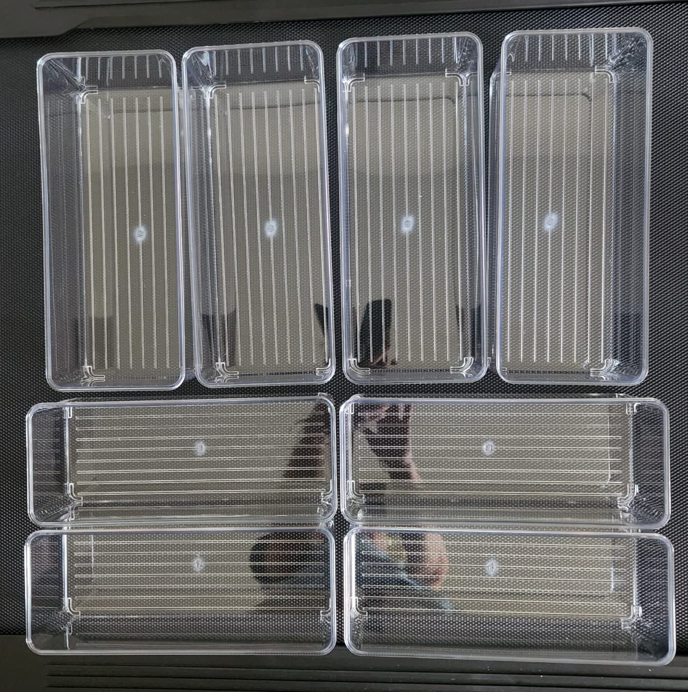 Qilinba 8 PACK Drawer Organizers Deep Drawer Organizer Bins | Clear Silverware Organizer, Stackable Storage Bins for Bathroom, Pantry, Office, Vanity, Desk customer photo 2