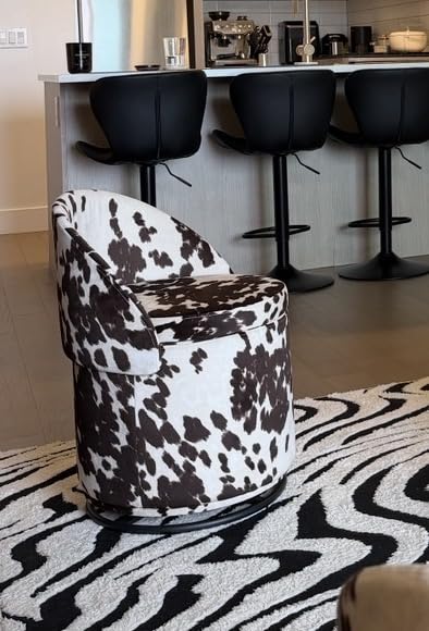 Ya-Home Modern Swivel Ottoman Vanity Chair, Sherpa Upholstered Barrel Club Chairs 360 Degree Swivel Side Chair with Storage, Comfy Makeup Stool for Bedroom Living Room, White customer photo 1