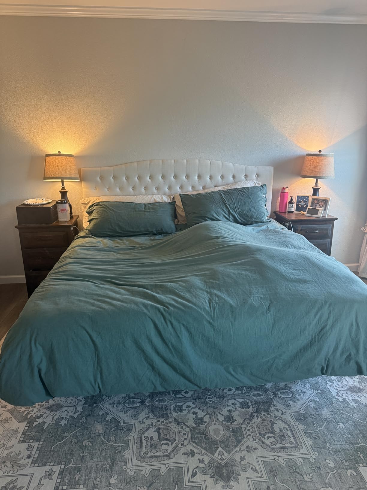 Befurtori King Headboard Only, Linen Classic Tufted Design, Ivory - 2 installation options: bed frame mount or wall mount, Classic hand-tufted headboard king size customer photo 1