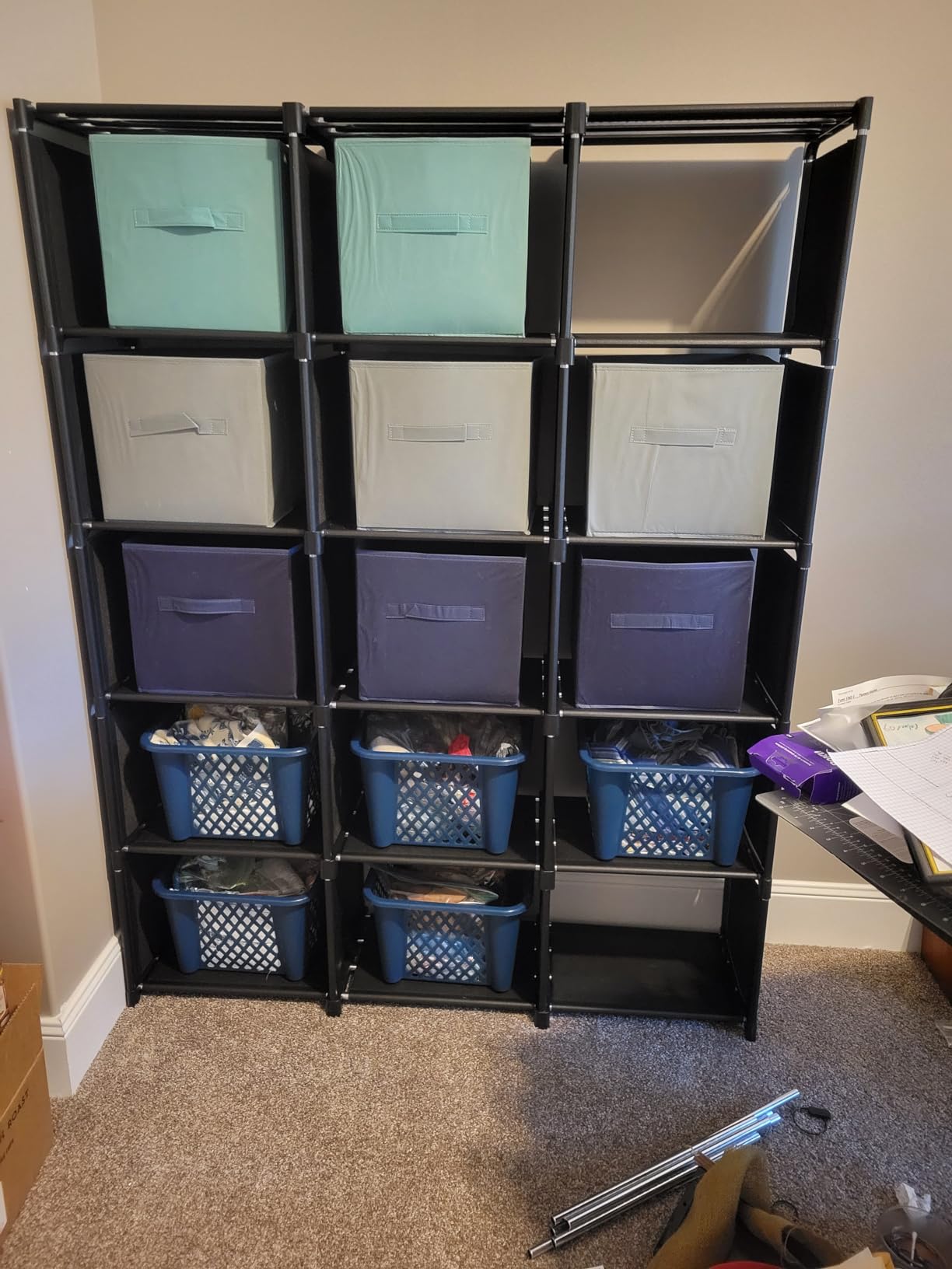 Mavivegue Book Shelf, 20 Cube Storage Organizer, DIY Bookcase, Metal Cube Bookshelf, Tall Book case for Bedroom, Living Room, Office, Closet Storage Organizer, Black Cubicle Storage Rack customer photo 1