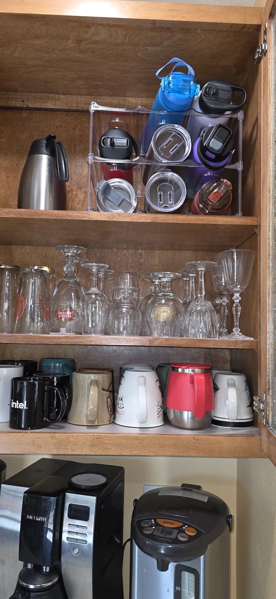 LARGER Compartment - Stackable Water Bottle Organizer Holder - for Stanley & Others' Large Tumbler - Clear Wine Rack, Cup Bottle Holder for Cabinet Home Countertop Fridge Pantry Shelf, 3 Tier Hold 9 customer photo 2