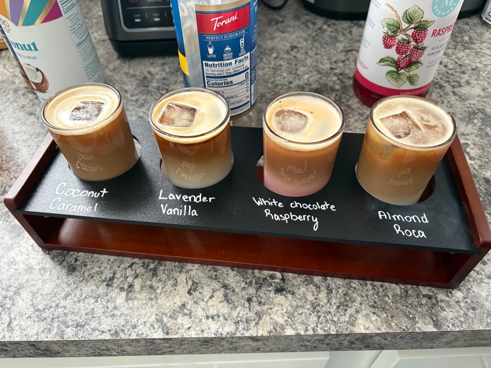 Ksestor Flight Board with 4 Glasses - Mimosa and Tasting Server | Wood Drink Flight Board with Glasses and Chalkboard for Beer, Mimosa, Margarita, and Whiskey Tasting Flights customer photo 1