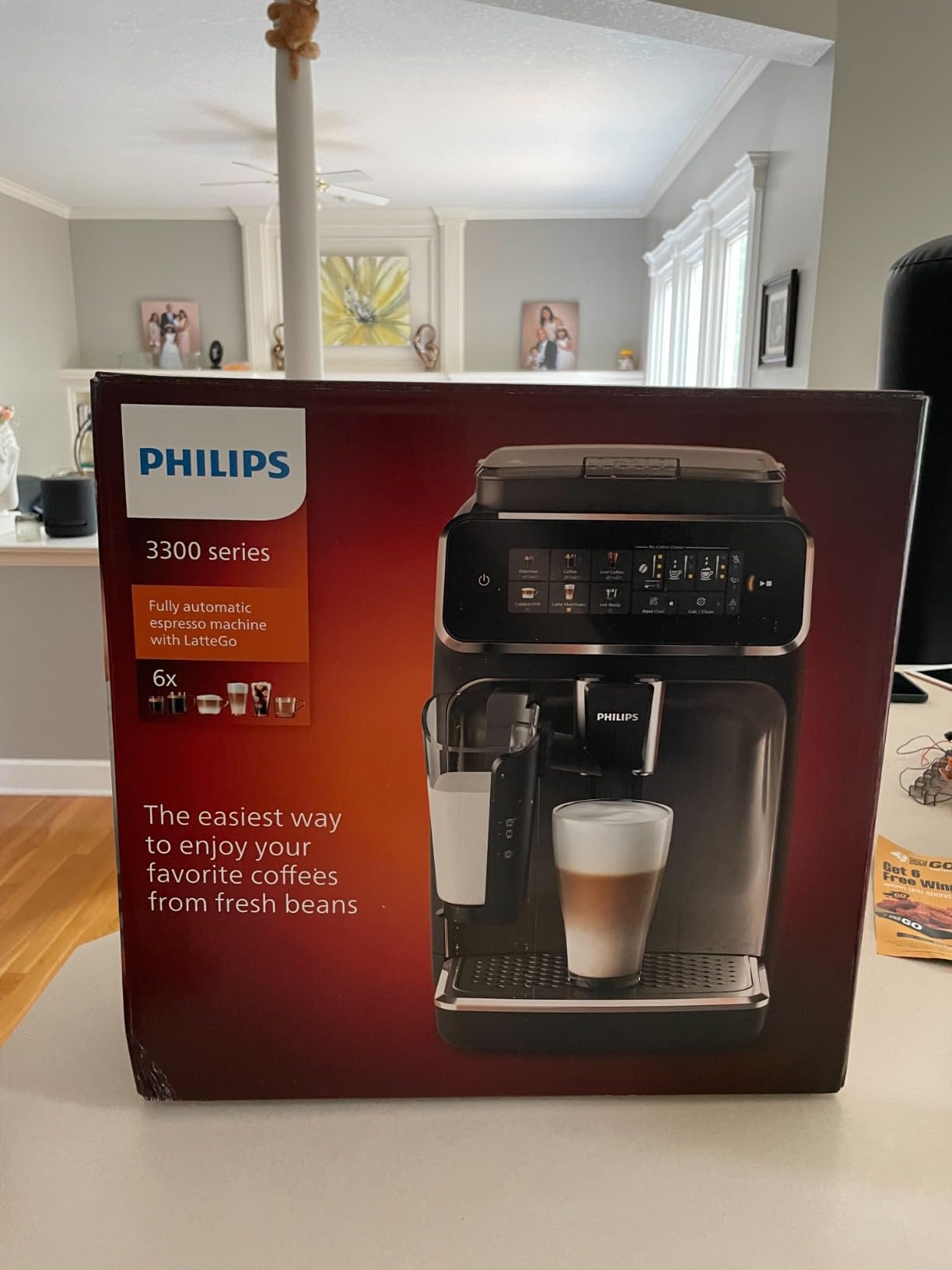 PHILIPS 3300 Series Fully Automatic Espresso Machine - LatteGo Milk System, 5 Coffee Varieties, Intuitive Touch Display, SilentBrew, 100% Ceramic Grinder, AquaClean Filter, Glossy Black (EP3347/90) customer photo 1