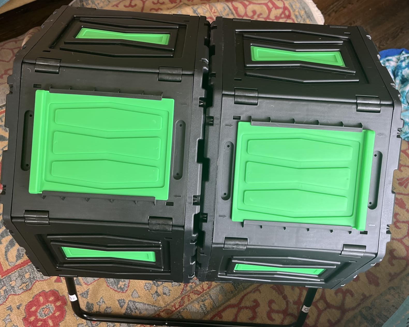 Marcytop Compost Tumbler, Easy Assemble & Efficient Outdoor Compost Bin, 45 Gallon/170 Liter Large Dual Chamber Rotating Composter for Garden, Kitchen, and Yard Waste, Orange Door customer photo 2