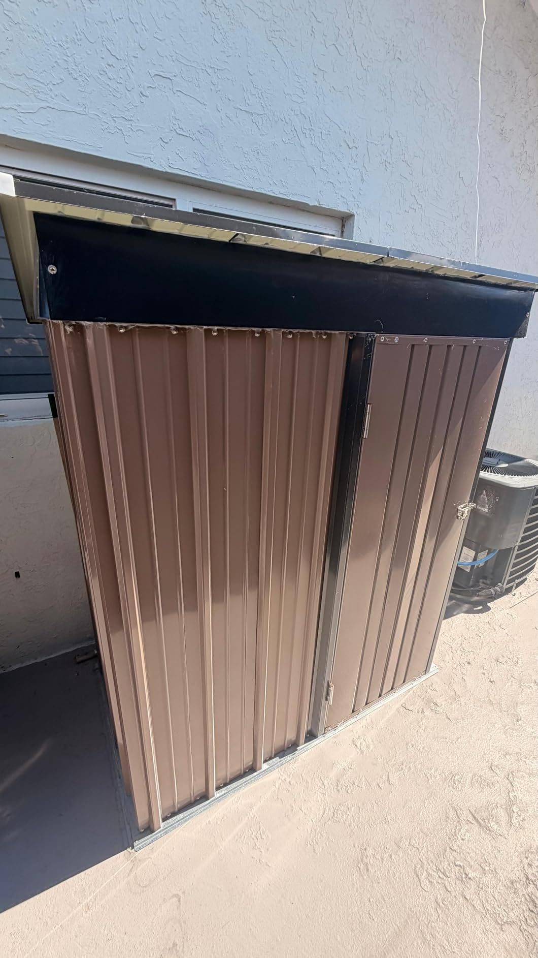 Flamaker 6x8 FT Storage Shed Waterproof Metal Garden Shed with Lockable Door Utility Tool Shed Outdoor Storage for Backyard, Patio and Lawn, Brown customer photo 1