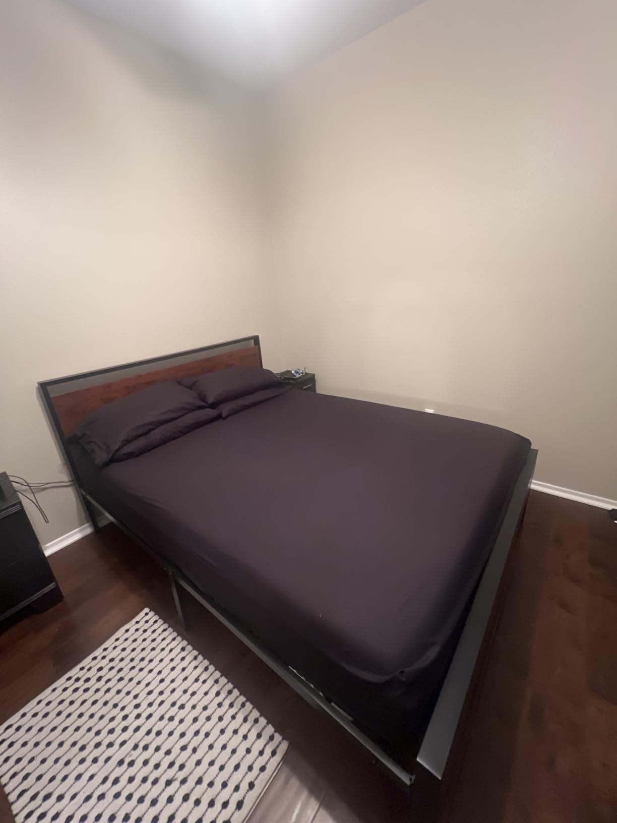 Allewie Queen Size Bed Frame, Heavy Duty 12 Metal Slats Support, Black Oak | Wooden Headboard and Footboard, Modern Platform Bed, No Box Spring Needed, Under-Bed Storage, Noise Free, Easy Assembly customer photo 1