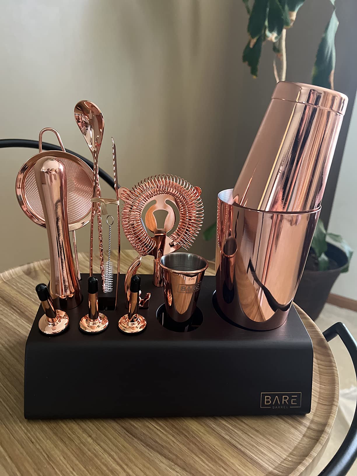 BARE BARREL® Mixology Bartender Kit Bar Set | 14-Piece Cocktail Shaker Set | Martini Barware Mixing Tools for Home Bartending | Incl. 35 Recipe Cards | Gift Set (28oz Boston Shaker, Copper/Black) customer photo 1