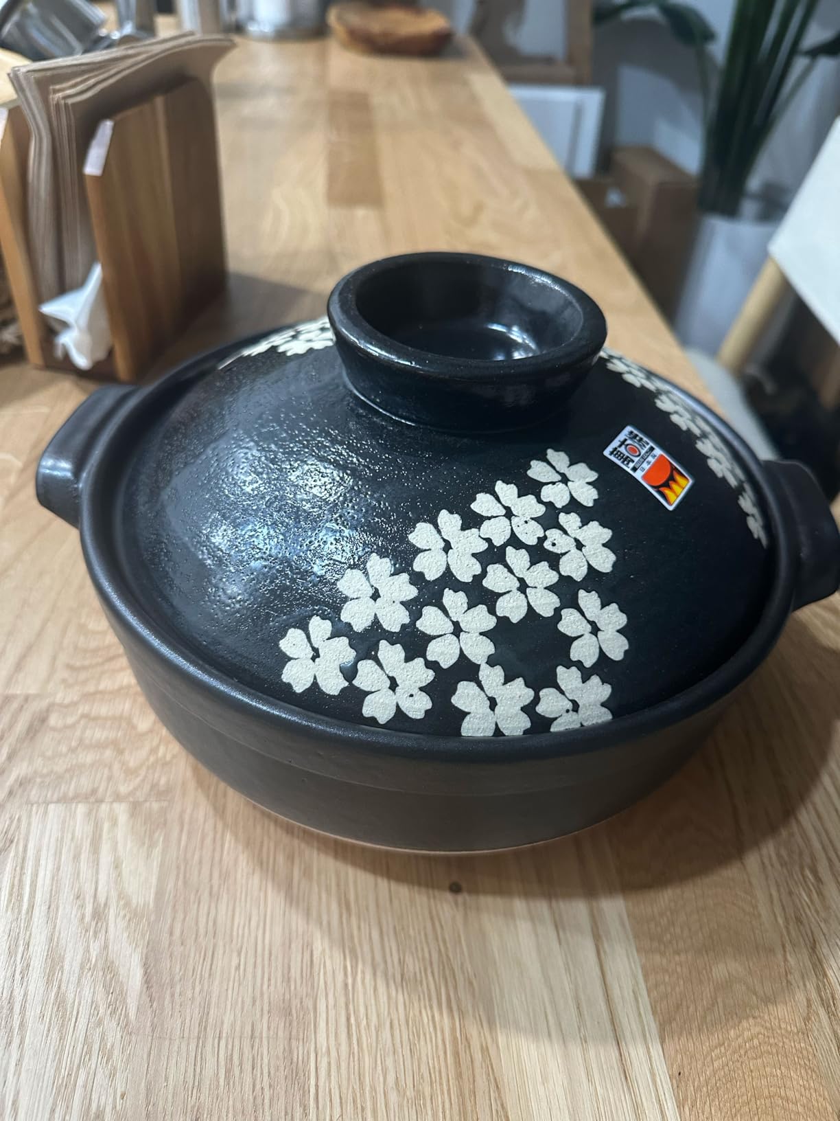 Banko-yaki Donabe Clay Pot - Authentic Japanese Earthenware with Cherry Blossom Design - Made in Japan (Cherry Blossom, 1-2 people) customer photo 1