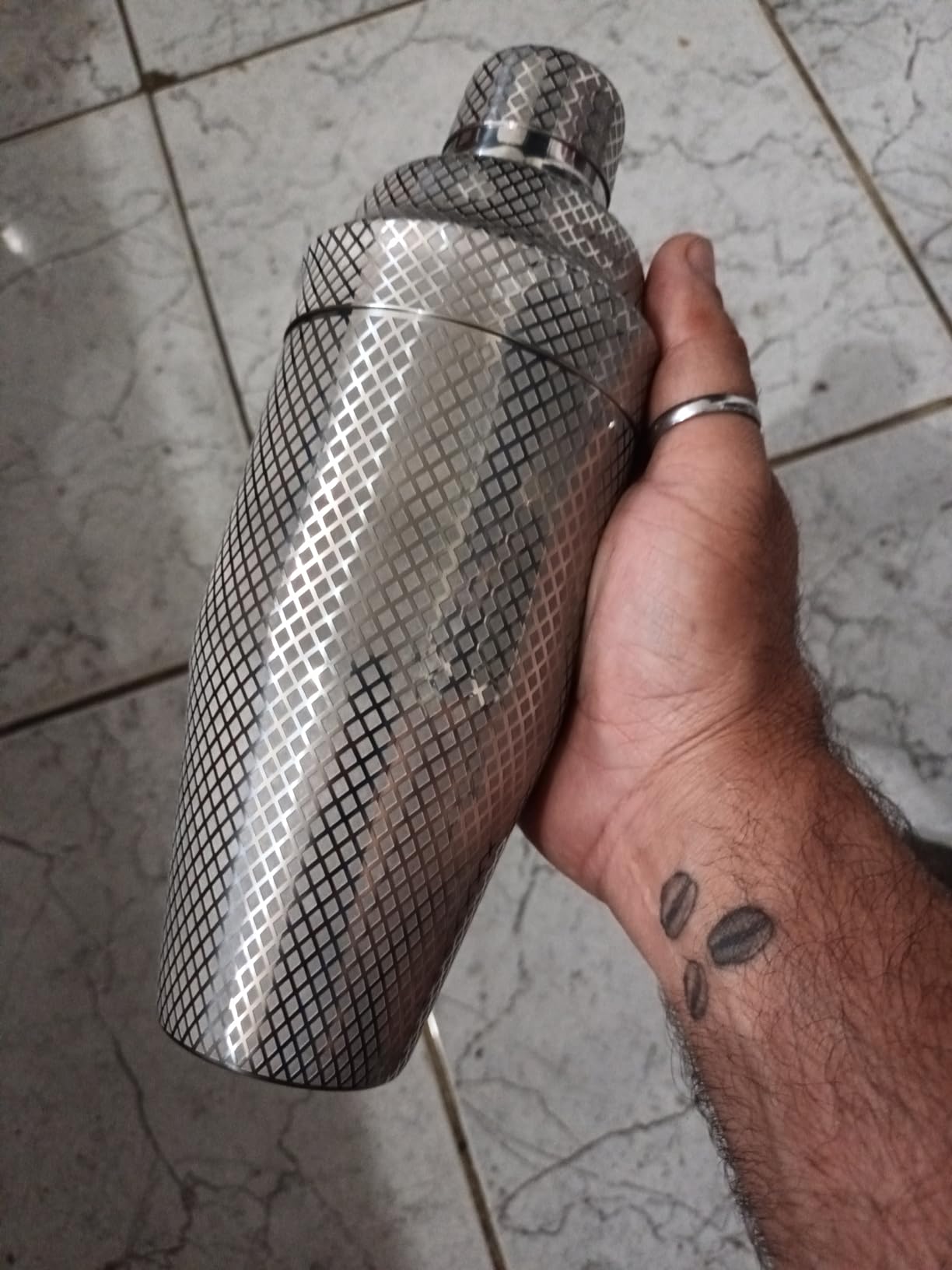 Barfly 3-Piece Diamond Lattice Etch Japanese Cocktail Shaker Set (24 Oz/700ml), Stainless Steel customer photo 1