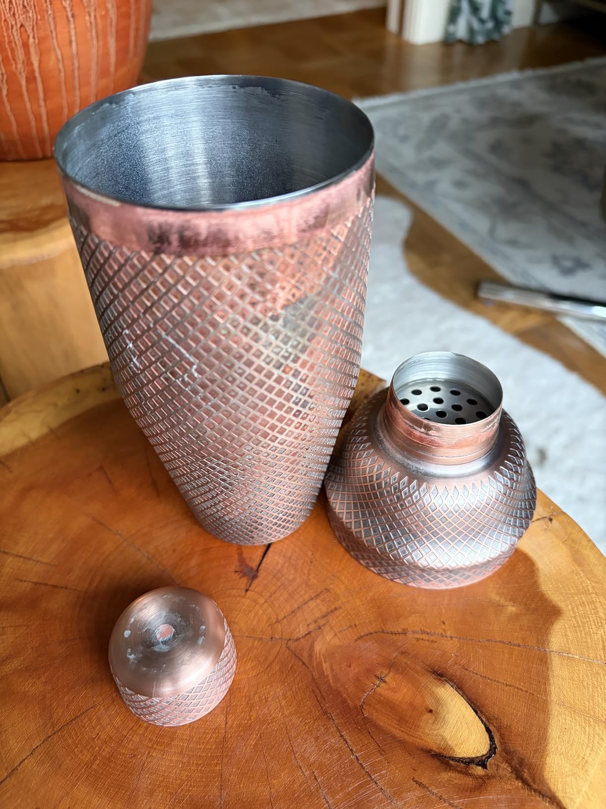 Barfly 3-Piece Diamond Lattice Etch Japanese Cocktail Shaker Set (24 Oz/700ml), Antique Copper customer photo 1