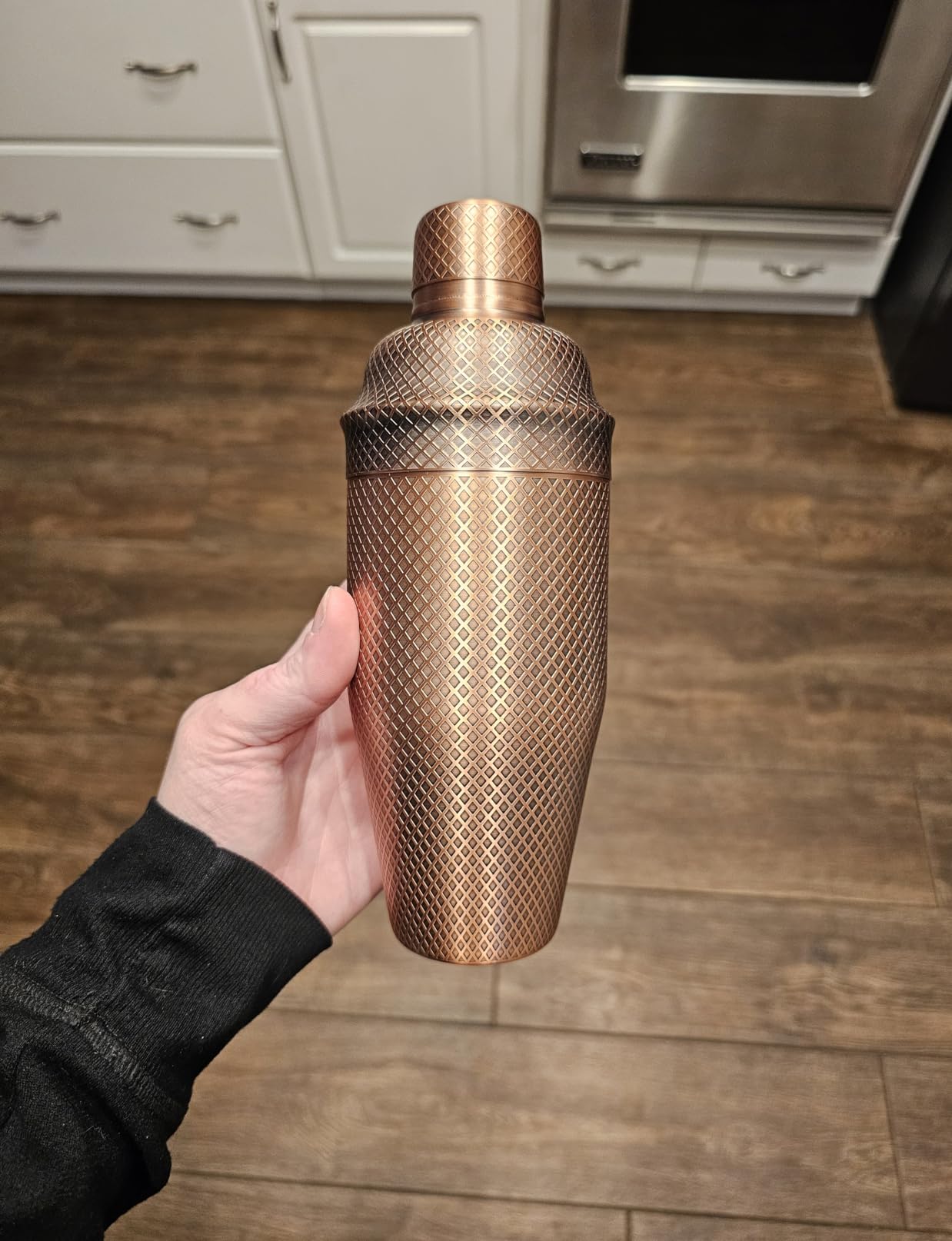 Barfly 3-Piece Diamond Lattice Etch Japanese Cocktail Shaker Set (24 Oz/700ml), Antique Copper customer photo 2