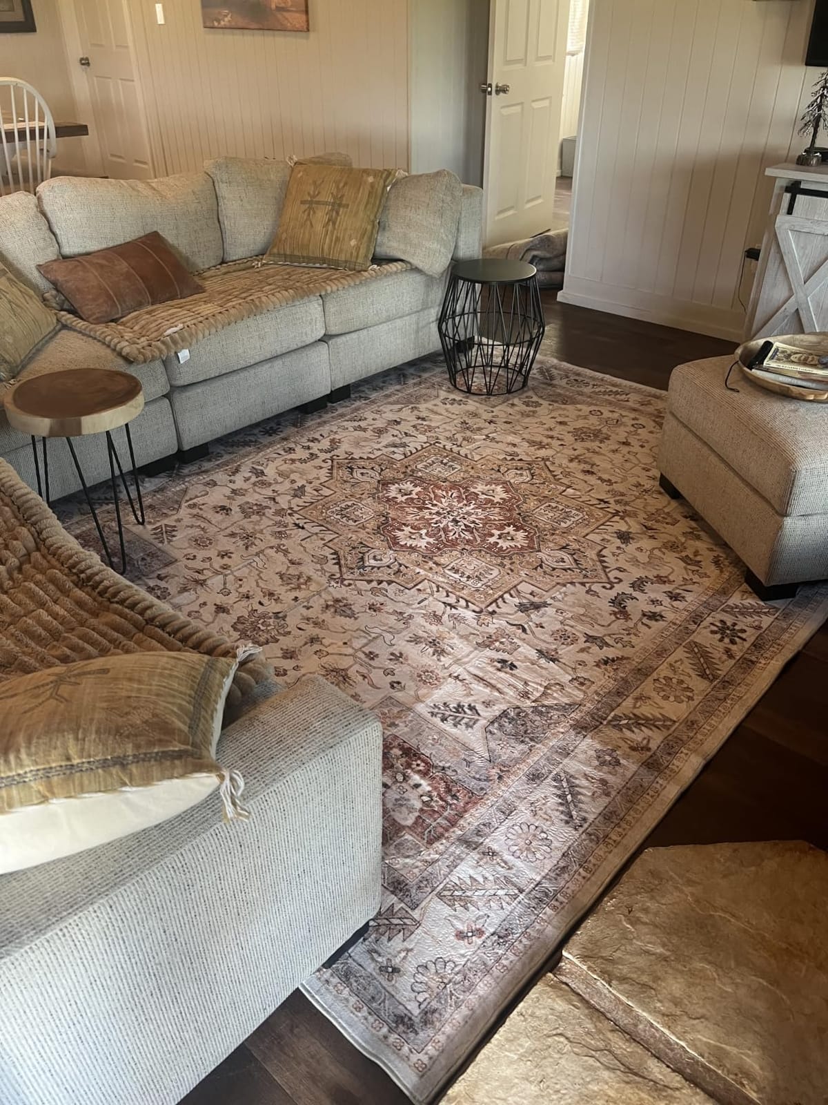 cotiled 5x7 Area Rug for Living Room, Washable, Traditional, Beige | Soft Distressed Oriental Design with Vintage Charm for Bedroom, Dining Room, and Home Office customer photo 2