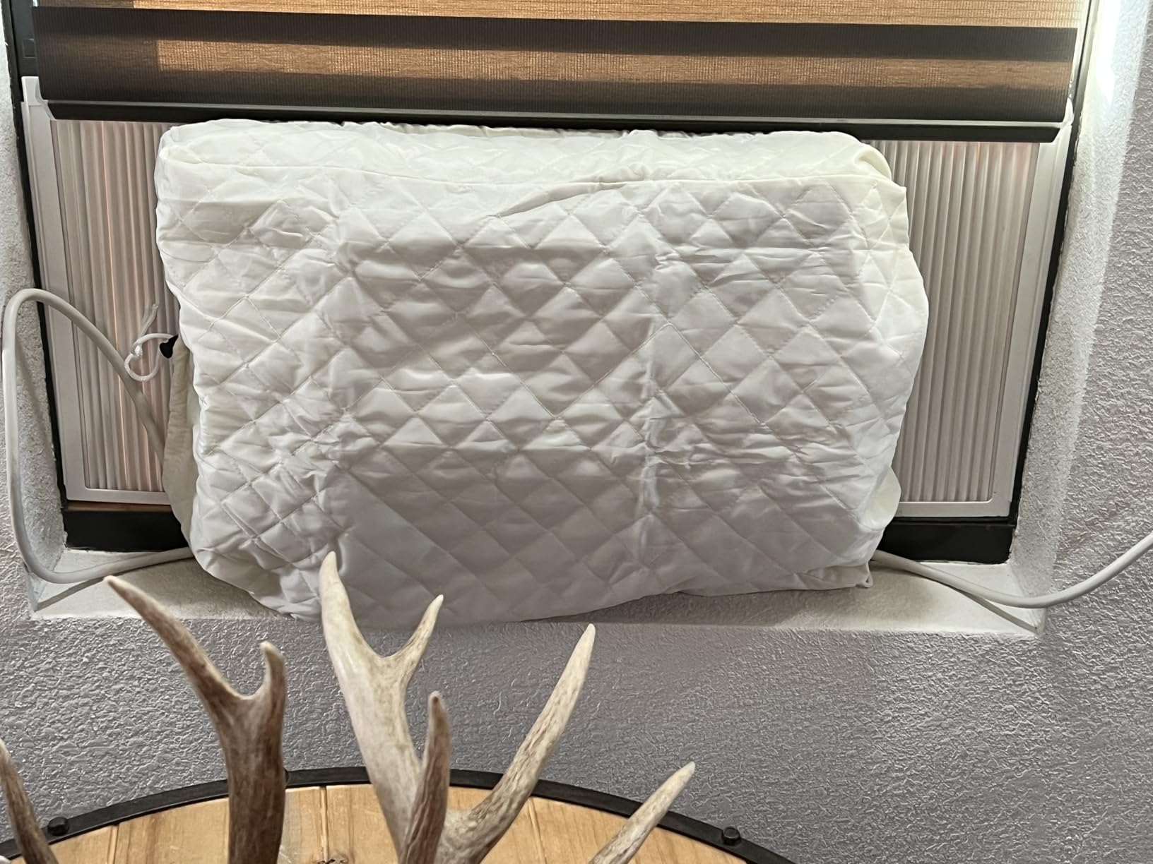 2 Pcs Window AC Cover, White&Black, Inside 25