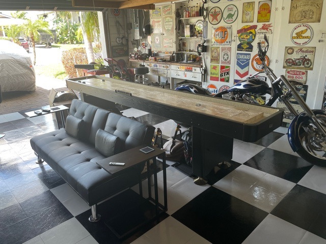 Playcraft Woodbridge Shuffleboard Table with Storage Cabinet - Shuffle Board Game Table Set with Matching Abacus, 8 Pucks, Brush & Wax (*Made in USA) - Pro Style Climate Adjusters customer photo 2