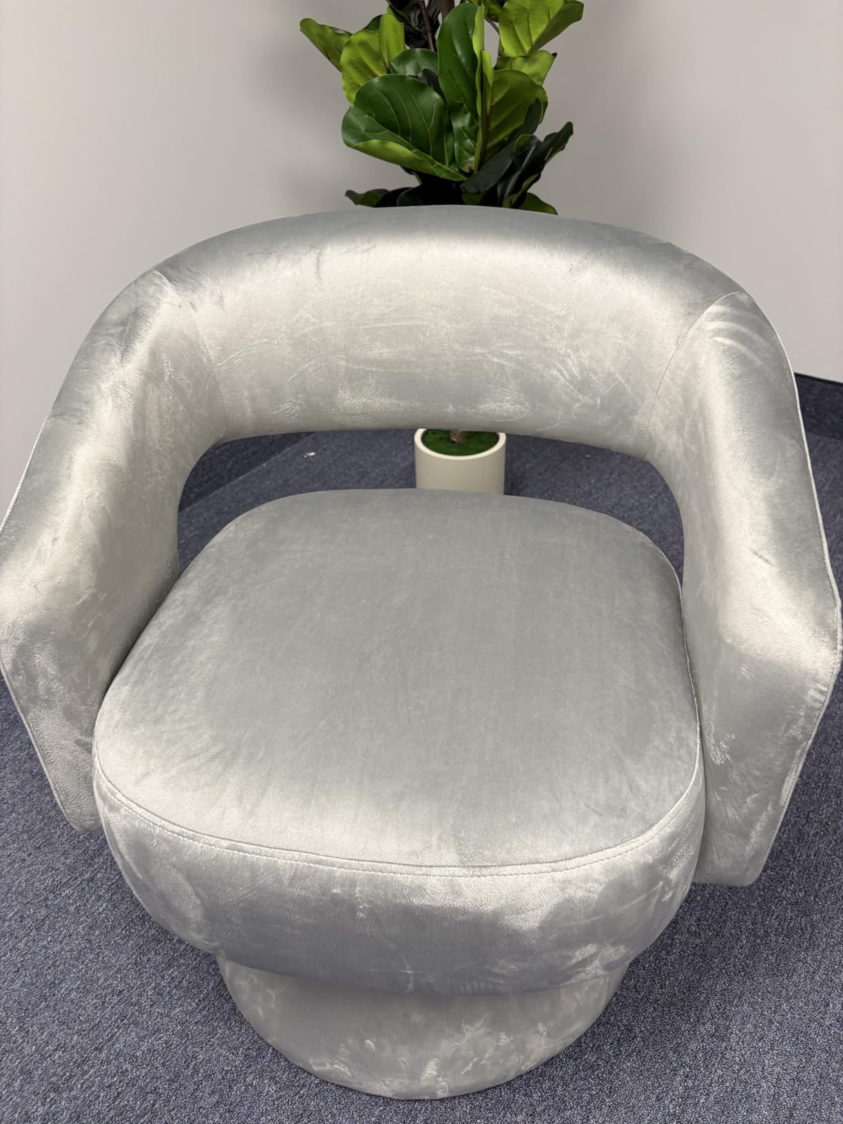 Bonzy Home Swivel Barrel Chair, Set of 2 Velvet Accent Armchair 360 Degree Swivel Club Chair for Living Room Bedroom Reception Room, Grey customer photo 2