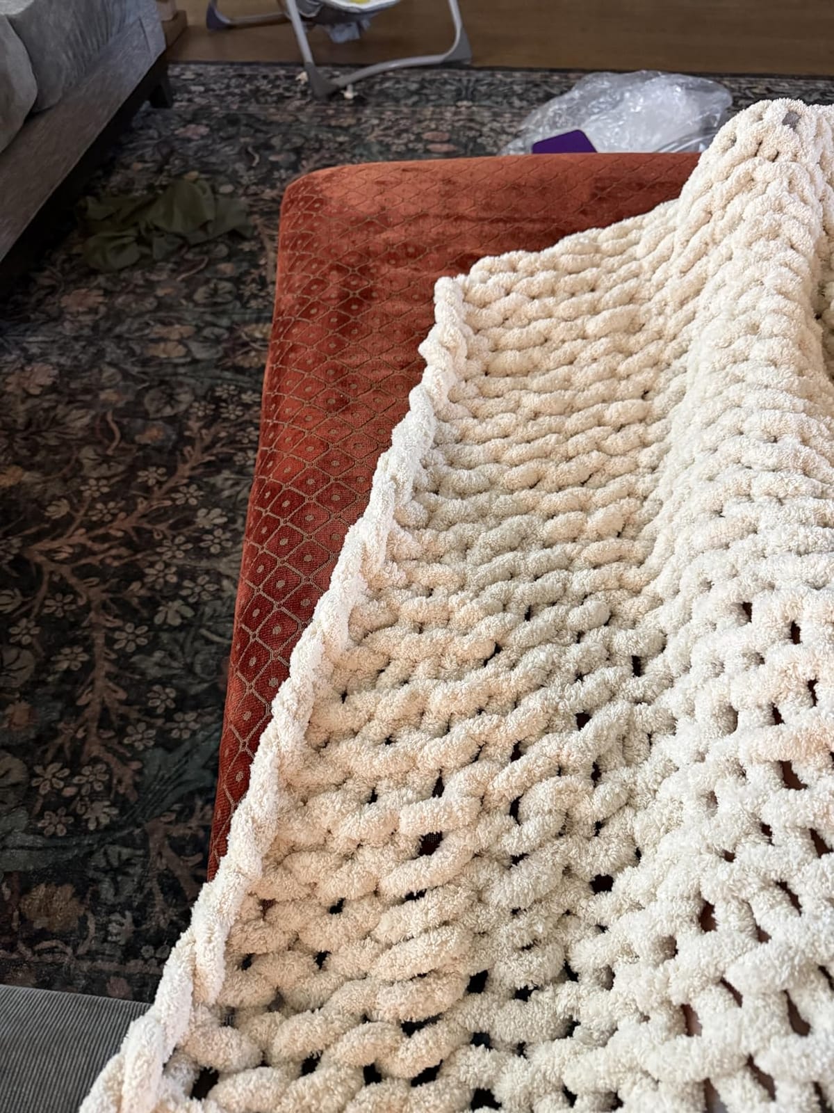 Chunky Knit Throw Blanket for Couch, 60X80 Inches Cream | Luxury Soft Cozy Throw Blanket, 100% Woven Blanket Rope Knot, For Couch, Sofa, Home Decor, Gift, Machine Washable customer photo 1