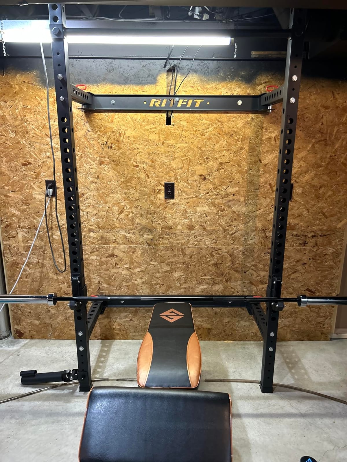 RitFit 2.36'' x 2.36'' Folding Squat Rack for Home Gym, Wall Mounted Squat Rack with Attachments - Space Saving Squat Power Rack customer photo 1