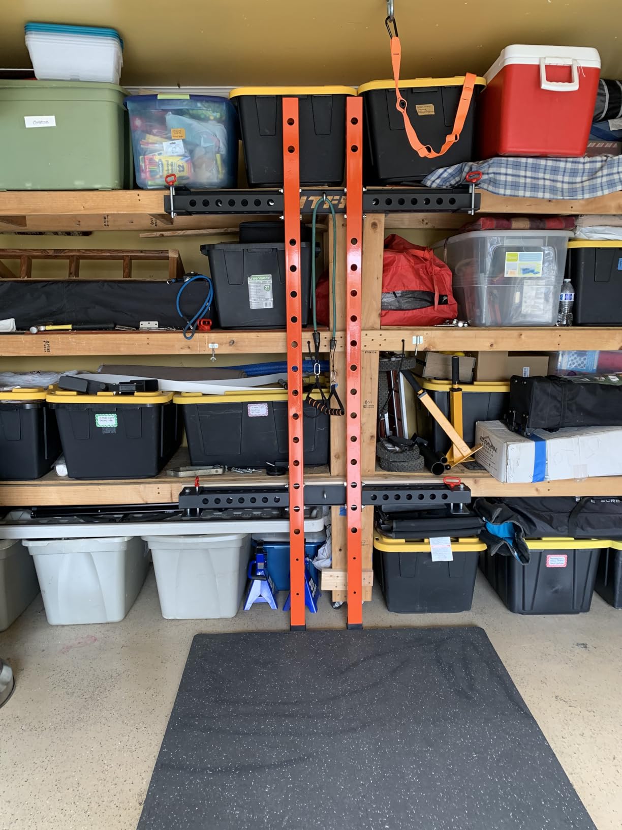 RitFit 2.36'' x 2.36'' Folding Squat Rack for Home Gym, Wall Mounted Squat Rack with Attachments - Space Saving Squat Power Rack customer photo 2