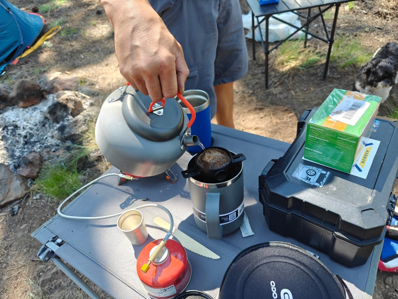 Odoland 1.2L Camping Coffee Pot Camp Coffee Makers, Mug and Coffee Filter | Camping Kettle, of Camp Cookware, for Hiking Backpacking and Picnic customer photo 2