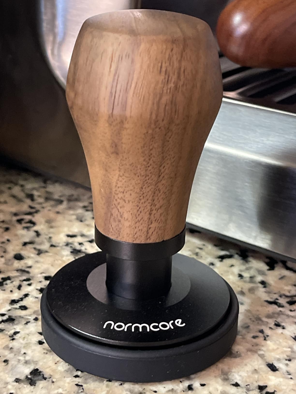 Normcore 58.5mm Espresso Coffee Tamper V4, Spring Loaded Tamper With Titanium PVD Coating Flat Base - 15lb / 25lb / 30lbs Replacement Springs, Genuine American Walnut Handle customer photo 2